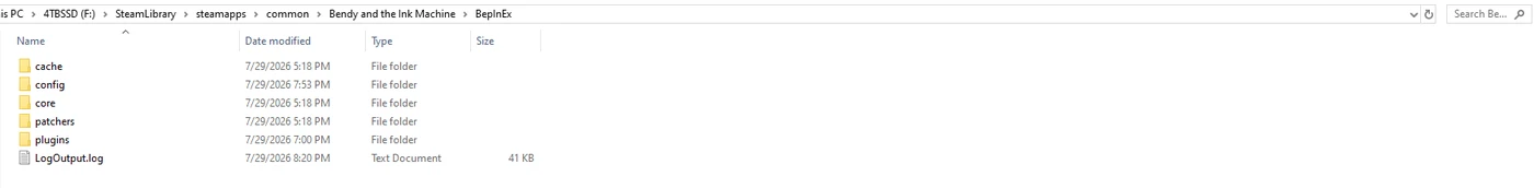 Windows Explorer showing the BepInEx folder